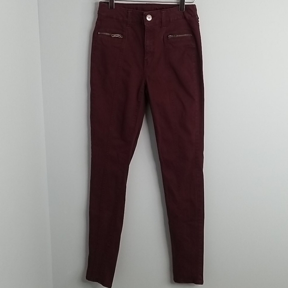 American Eagle High RISE burgundy jeggings jeans 2 - Picture 3 of 10